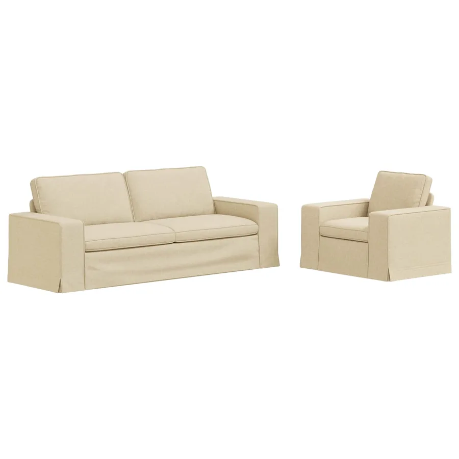 Ensemble de Canapés 2 pcs Crème 222 x 80 x 82 cm tissu - 2