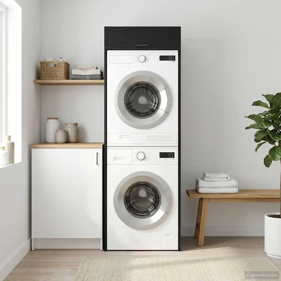 Armoire pour machine à laver Chêne noir 67,5 x 68 x 200 cm - 4