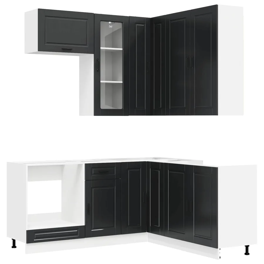 Unité de cuisine PORTO 8 pcs Noir Bois d'ingénierie - 2