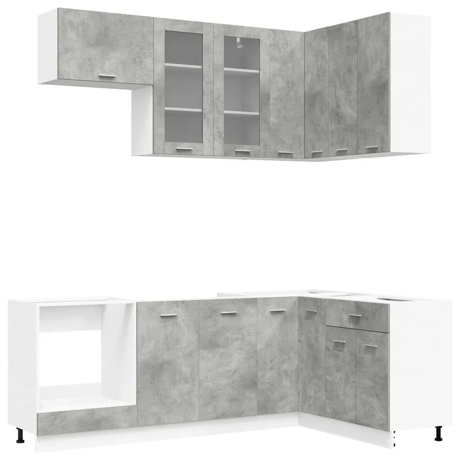 Unité de cuisine LYON 8 pcs Gris béton Bois d'ingénierie - 2