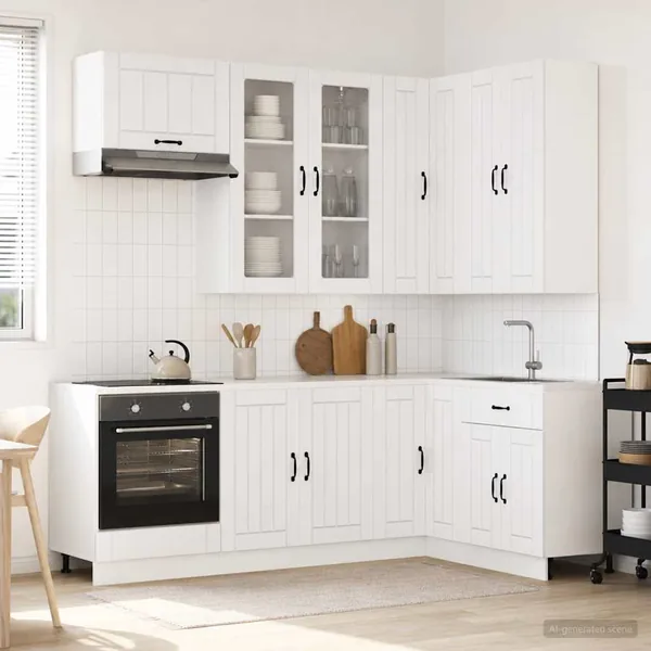Unité de cuisine LUCCA 8 pcs Blanc brillant Bois d'ingénierie