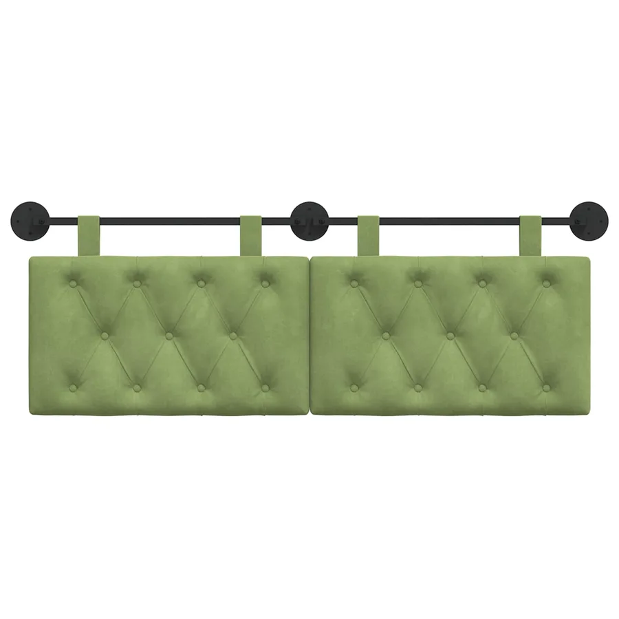 Tête de lit suspendue Avec lumière LED Vert clair Velours - 5