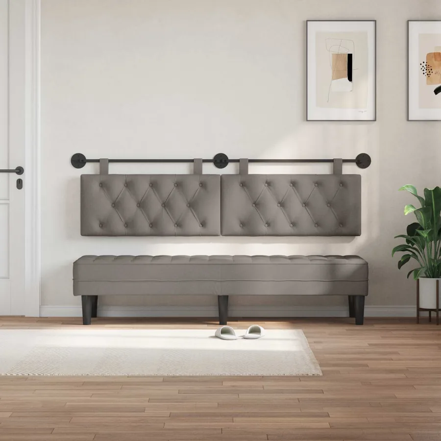 Tête de lit suspendue Taupe Tissu - 3