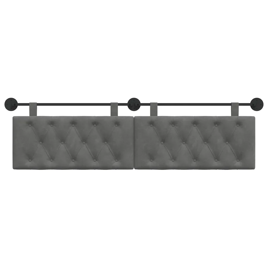 Tête de lit suspendue Avec lumière LED Gris foncé Velours - 5