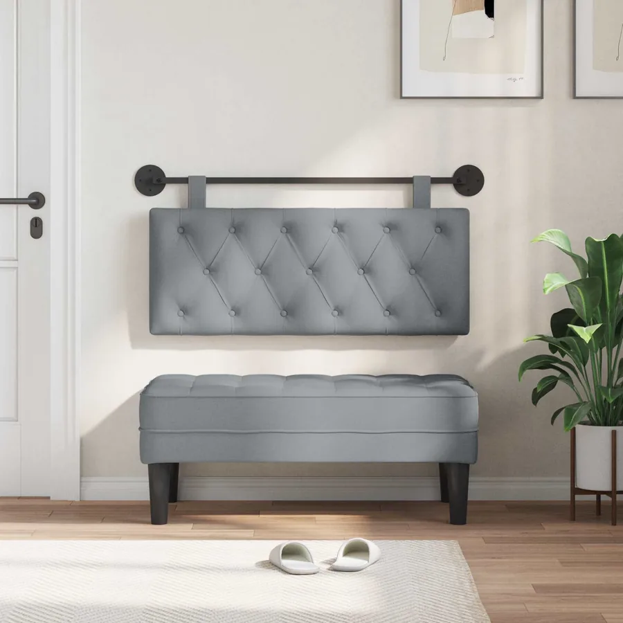Tête de lit suspendue Gris clair Tissu - 3