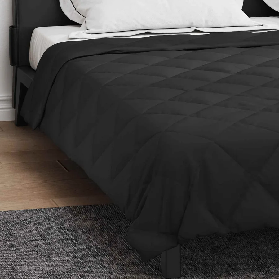 Duvet d'été simple Noir 200 x 200 cm Microfibre - 4