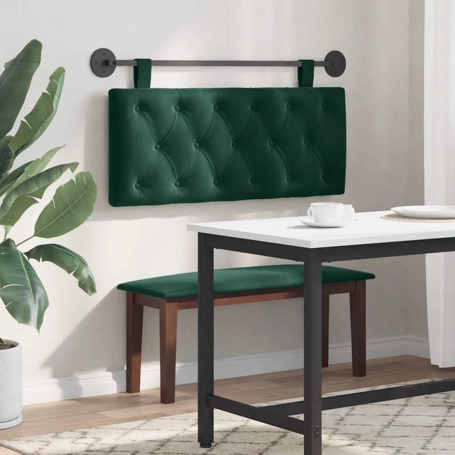 Tête de lit suspendue Avec lumière LED Vert foncé Velours - 4