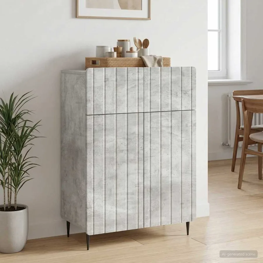 Buffet Gris béton 66 x 34,5 x 92 cm Bois d'ingénierie - 4