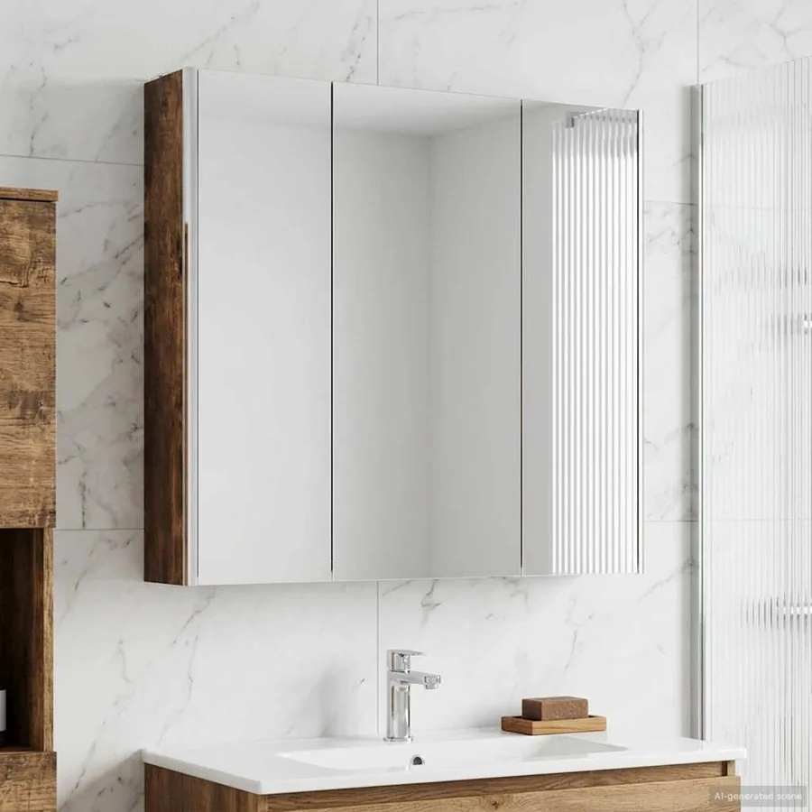 Armoire Miroir de Salle de Bain Chêne fumé 73.5 x 15.5 x 70 cm - 4