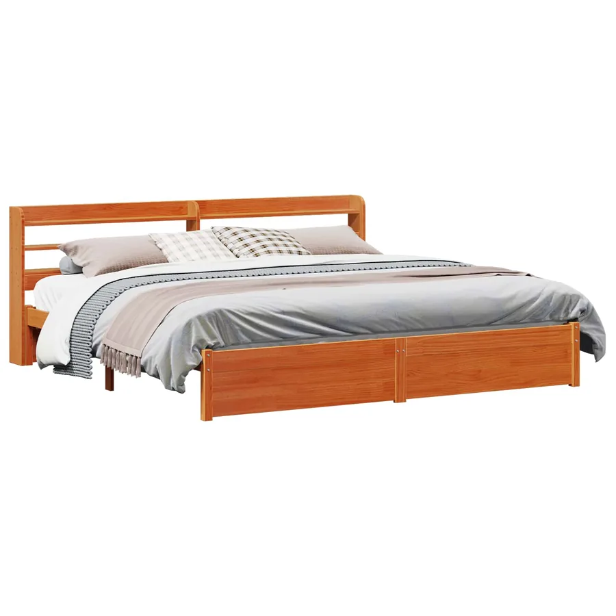 Cadre de lit Cire marron 200 x 200 cm Bois de Pin Massif - 2