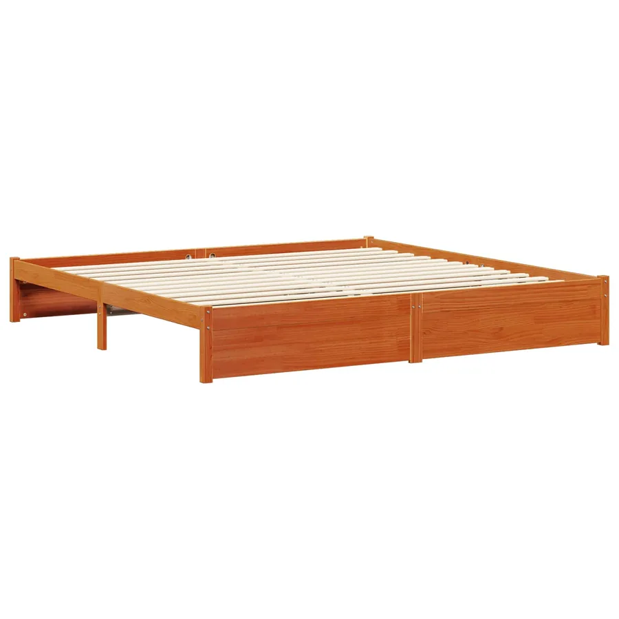 Cadre de lit Cire marron 200 x 200 cm Bois de Pin Massif - 3