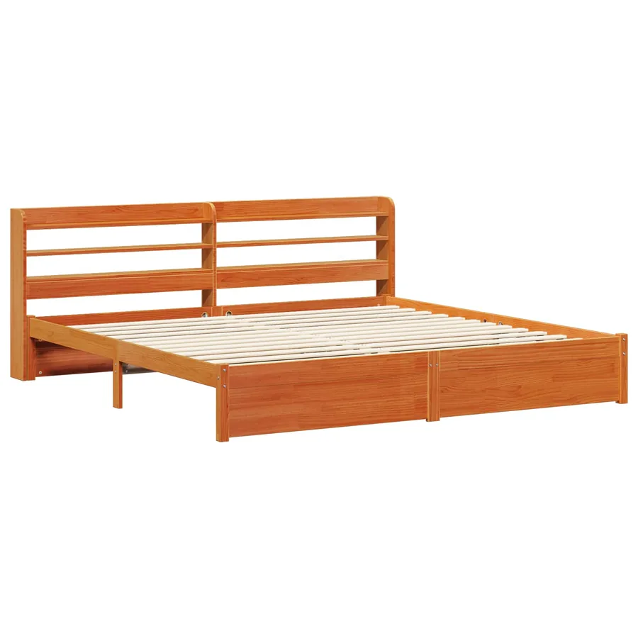 Cadre de lit Cire marron 200 x 200 cm Bois de Pin Massif - 5