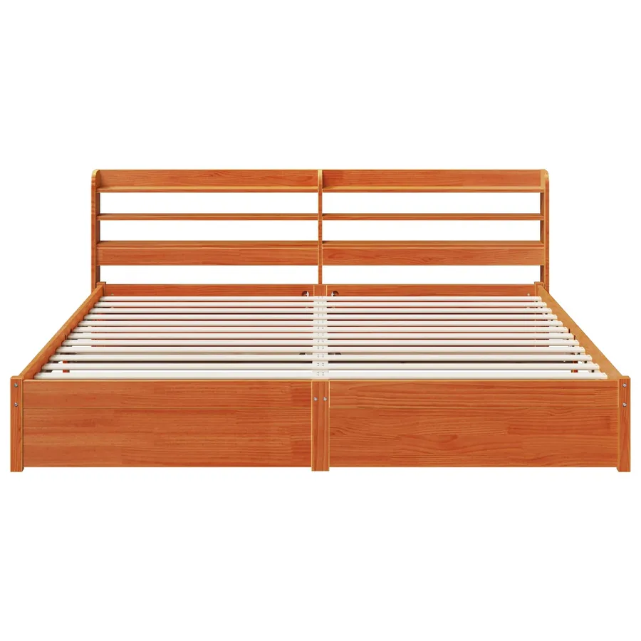 Cadre de lit Cire marron 200 x 200 cm Bois de Pin Massif - 6