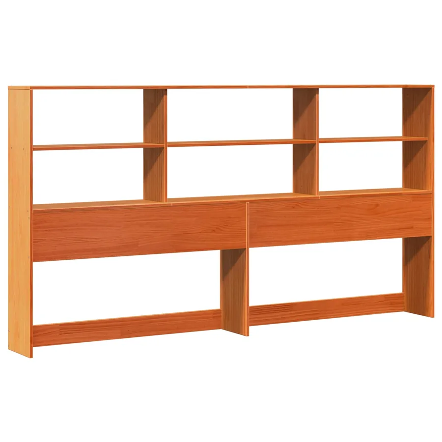 Cadre de lit avec tête de lit de rangement Brun Ciré Pin massif - 3