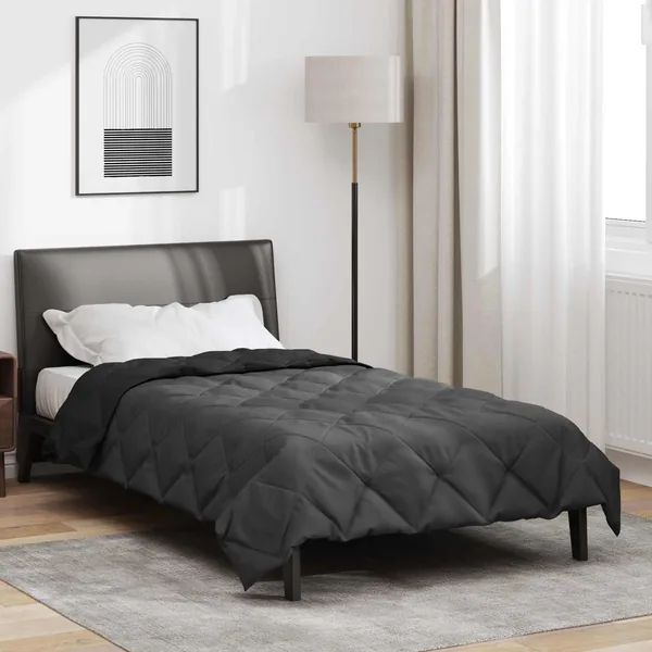 Duvet d'été simple Noir et anthracite 200 x 155 cm Microfibre
