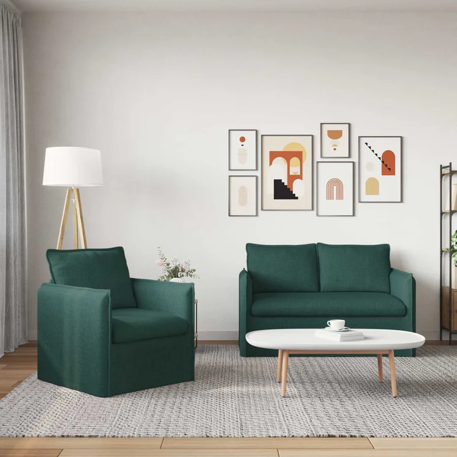 Ensemble de Canapés 2 pcs Vert foncé 136 x 82 x 85 cm Tissu - 3