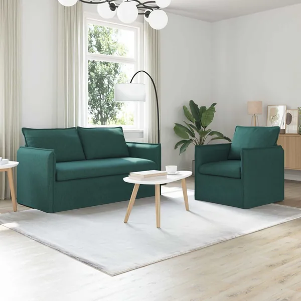Ensemble de Canapés 2 pcs Vert foncé 156 x 82 x 85 cm Tissu