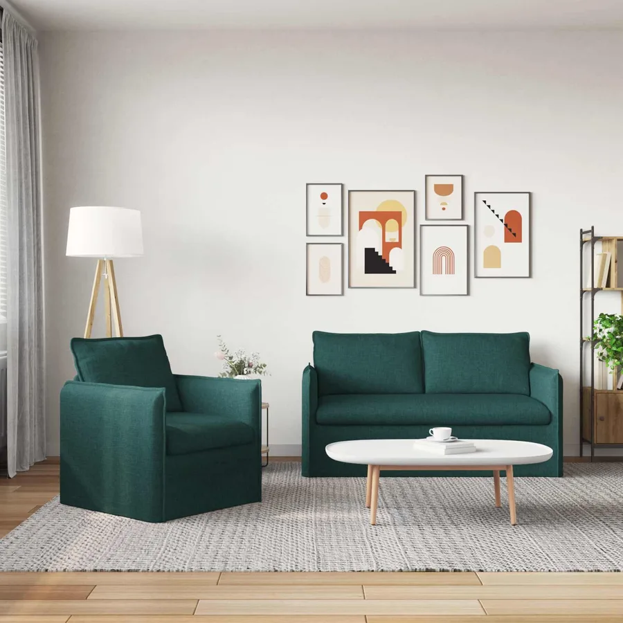 Ensemble de Canapés 2 pcs Vert foncé 156 x 82 x 85 cm Tissu - 3