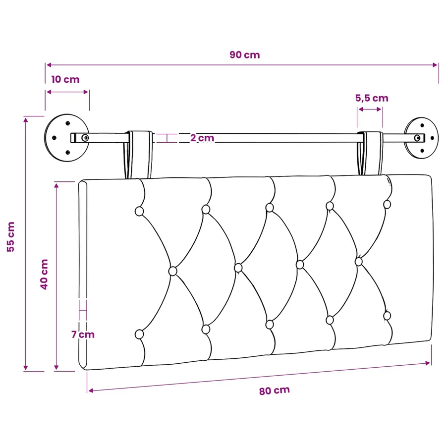 Tête de lit suspendue Rose Velours - 11