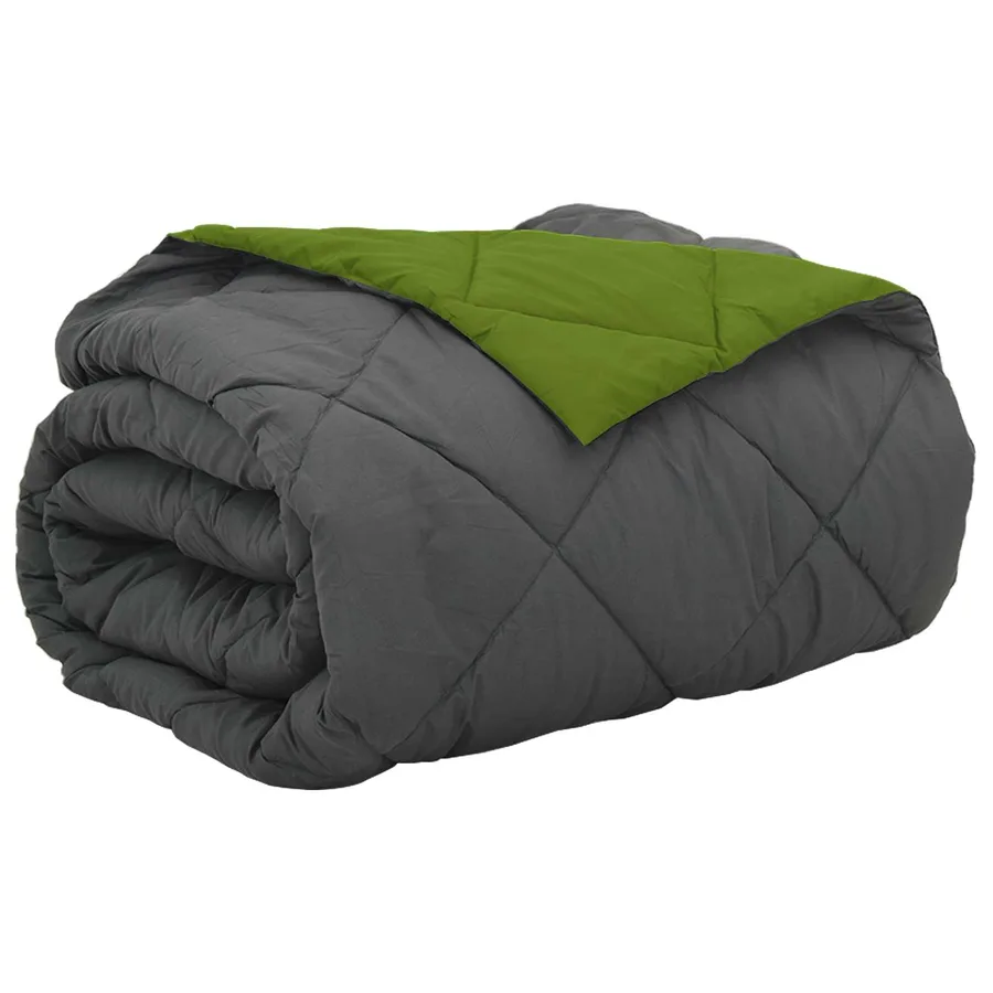 Duvet d'été simple Vert et Anthracite 220 x 260 cm Microfibre - 2