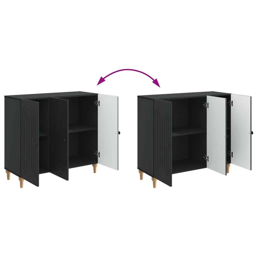Buffet Noir 89 x 34,5 x 80 cm Bois d'ingénierie - 11