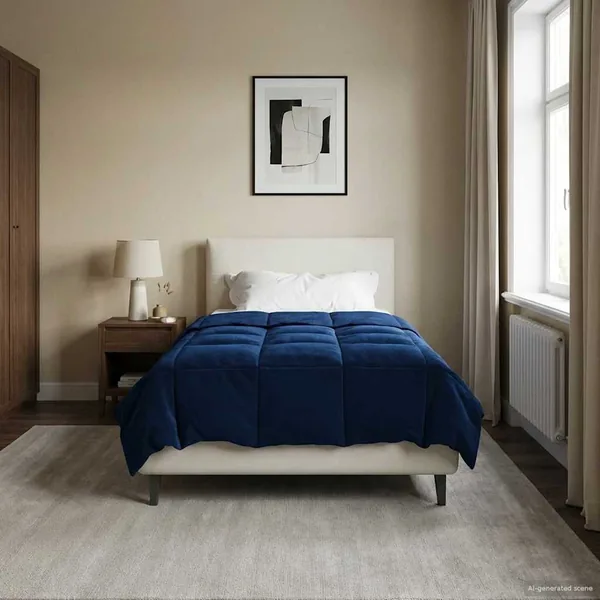 Duvet d'hiver Matelassé Bleu foncé 155 x 220 cm Microfibre