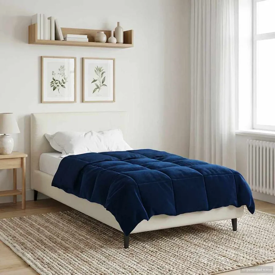 Duvet d'hiver Matelassé Bleu foncé 155 x 220 cm Microfibre - 4