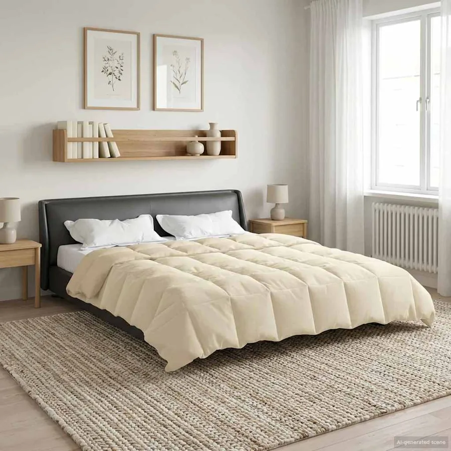 Duvet d'été simple Matelassé Crème 200 x 240 cm Microfibre