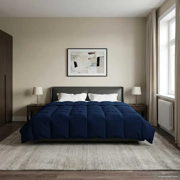 Duvet d'été simple Matelassé Bleu foncé 240 x 260 cm Microfibre