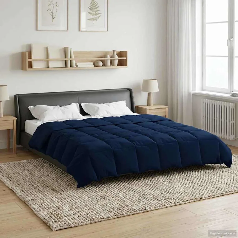 Duvet d'été simple Matelassé Bleu foncé 240 x 260 cm Microfibre - 4