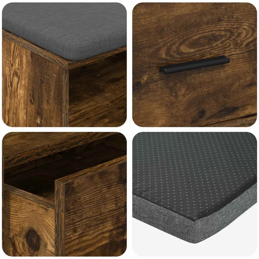 Banc d'entrée avec coussin Chêne Fumé 100 x 38 x 46 cm - 9