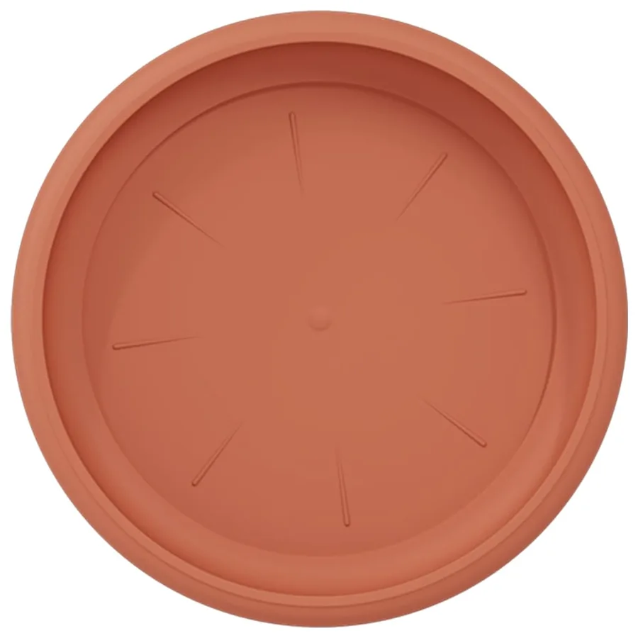 Plateau à fleurs rond 24 pcs Rouge brique Ø 14 x 2 cm Plastique - 7