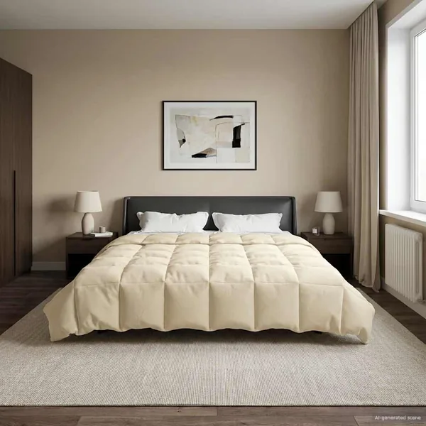 Duvet complet toute l'année Crème 220 x 240 cm Microfibre