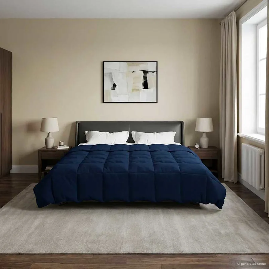 Duvet d'hiver Matelassé Bleu foncé 220 x 240 cm Microfibre - 4