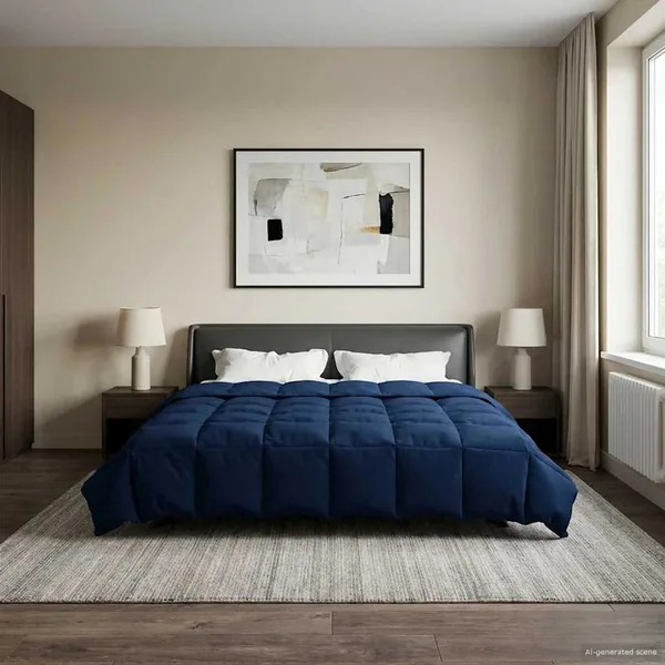 Duvet d'été simple Matelassé Bleu foncé 200 x 240 cm Microfibre