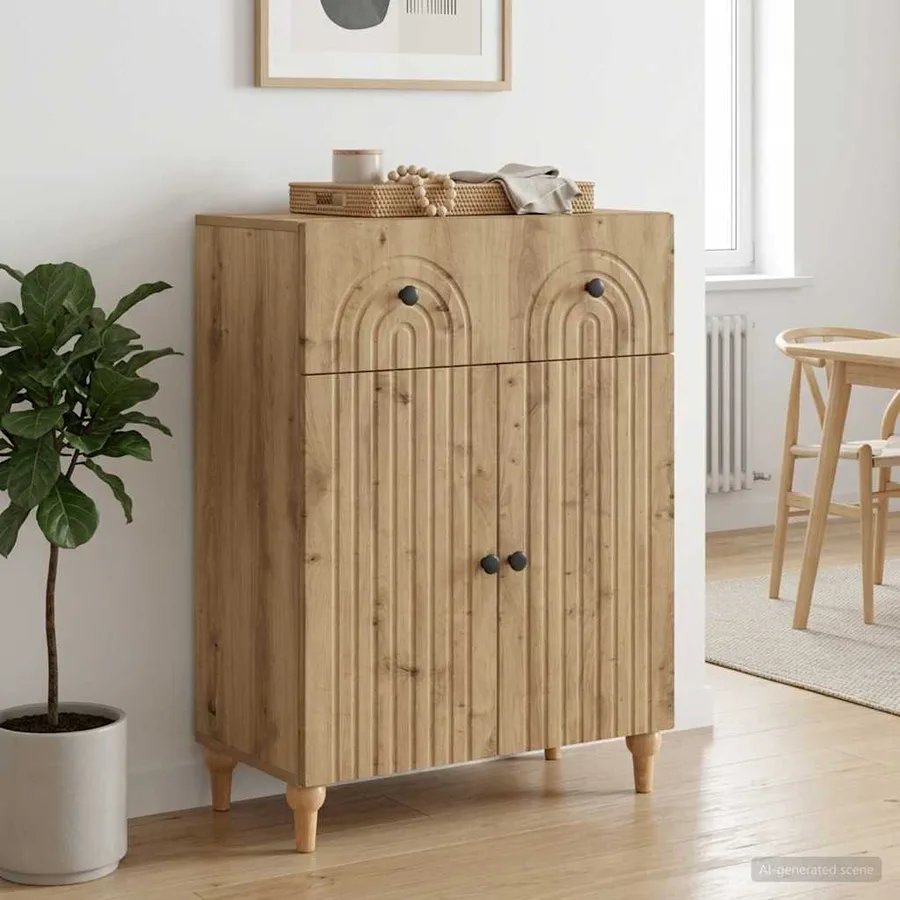 Buffet Chêne artisanal 66 x 34,5 x 90 cm Bois d'ingénierie - 4
