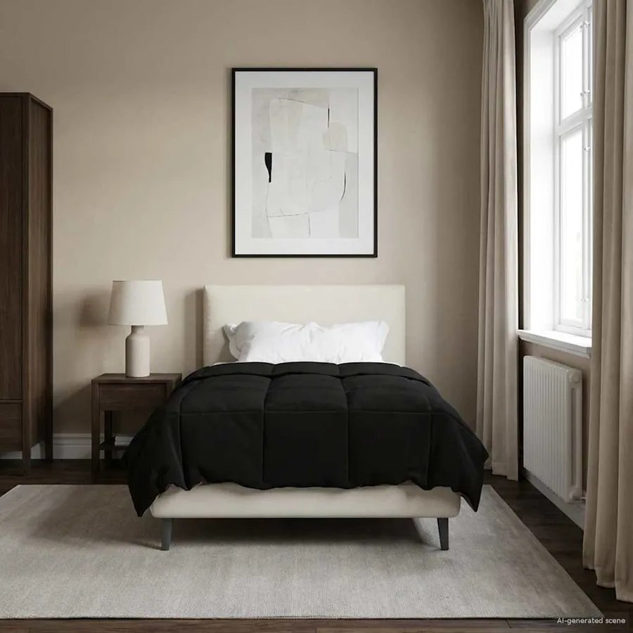 Duvet complet toute l'année Noir 135 x 200 cm Microfibre - 4