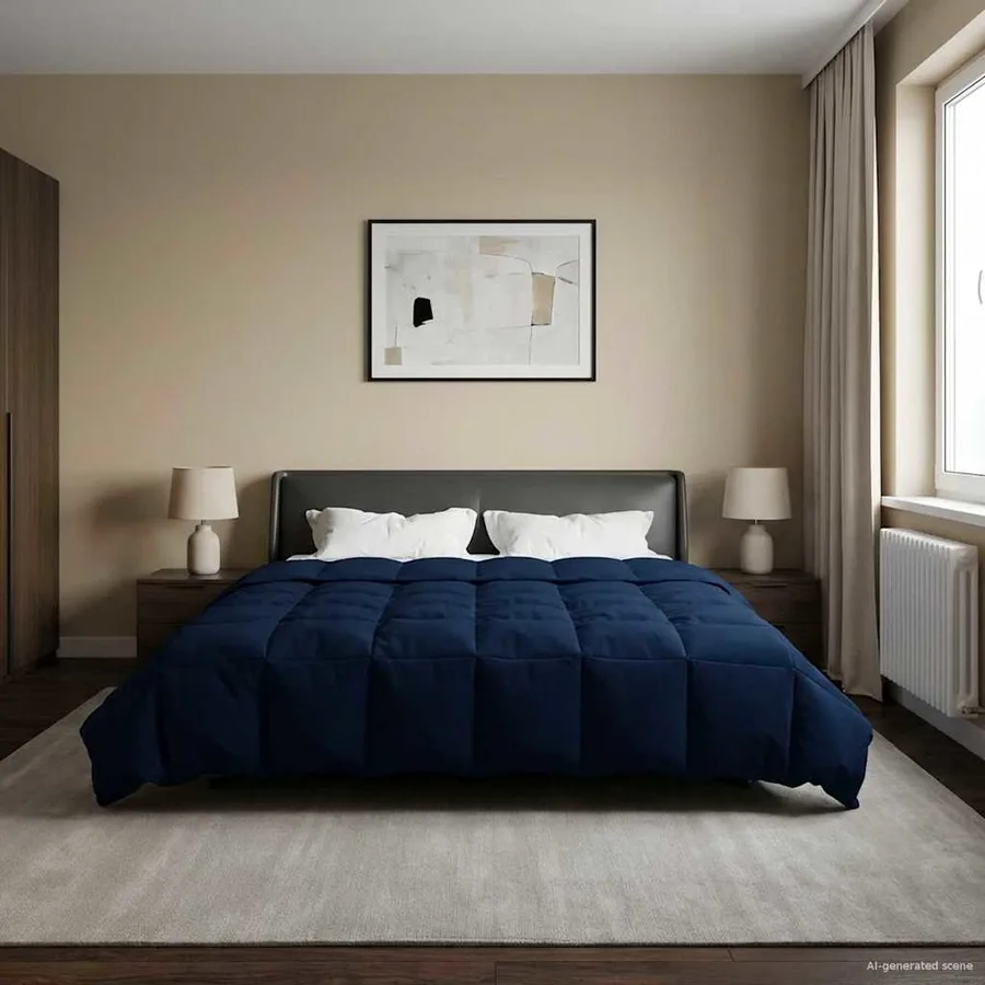 Duvet d'hiver Matelassé Bleu foncé 200 x 240 cm Microfibre - 4