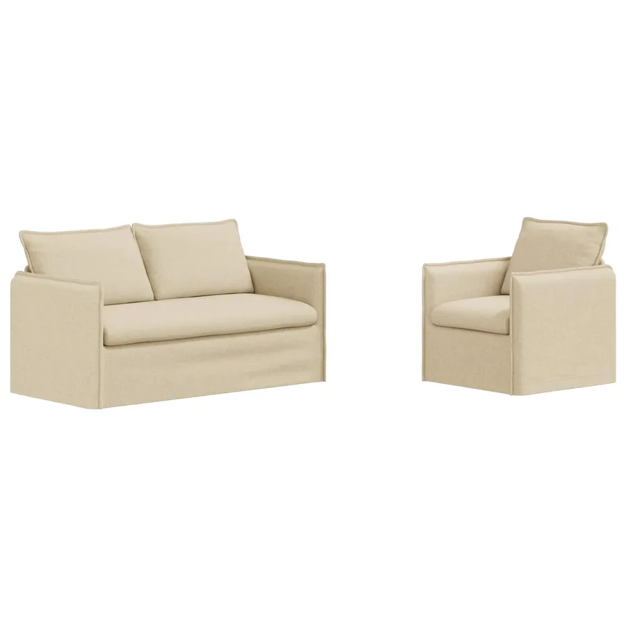 Ensemble de Canapés 2 pcs Crème 156 x 82 x 85 cm Tissu - 2
