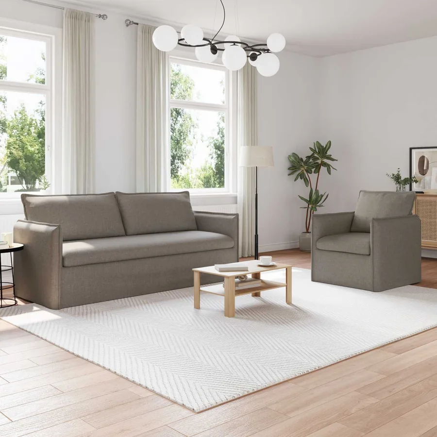 Ensemble de Canapés 2 pcs Taupe 196 x 82 x 85 cm Tissu
