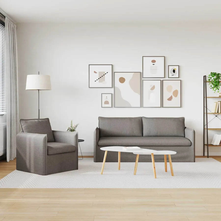Ensemble de Canapés 2 pcs Taupe 196 x 82 x 85 cm Tissu - 3