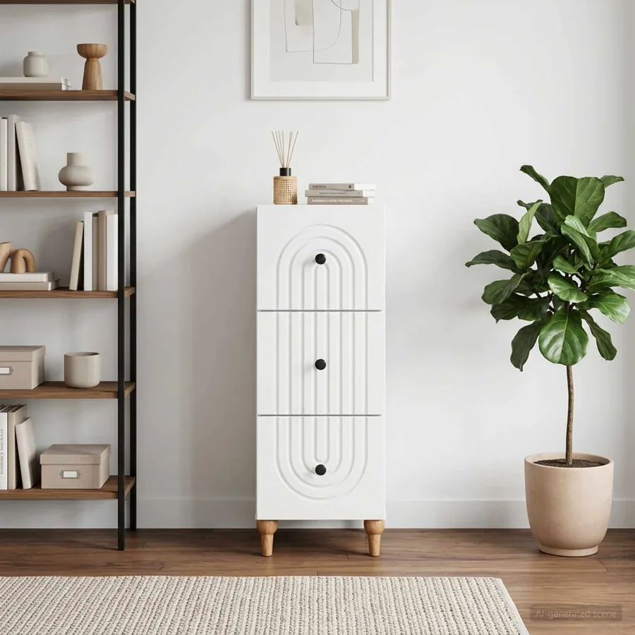 Armoire à tiroirs Blanc brillant 33 x 34,5 x 90 cm
