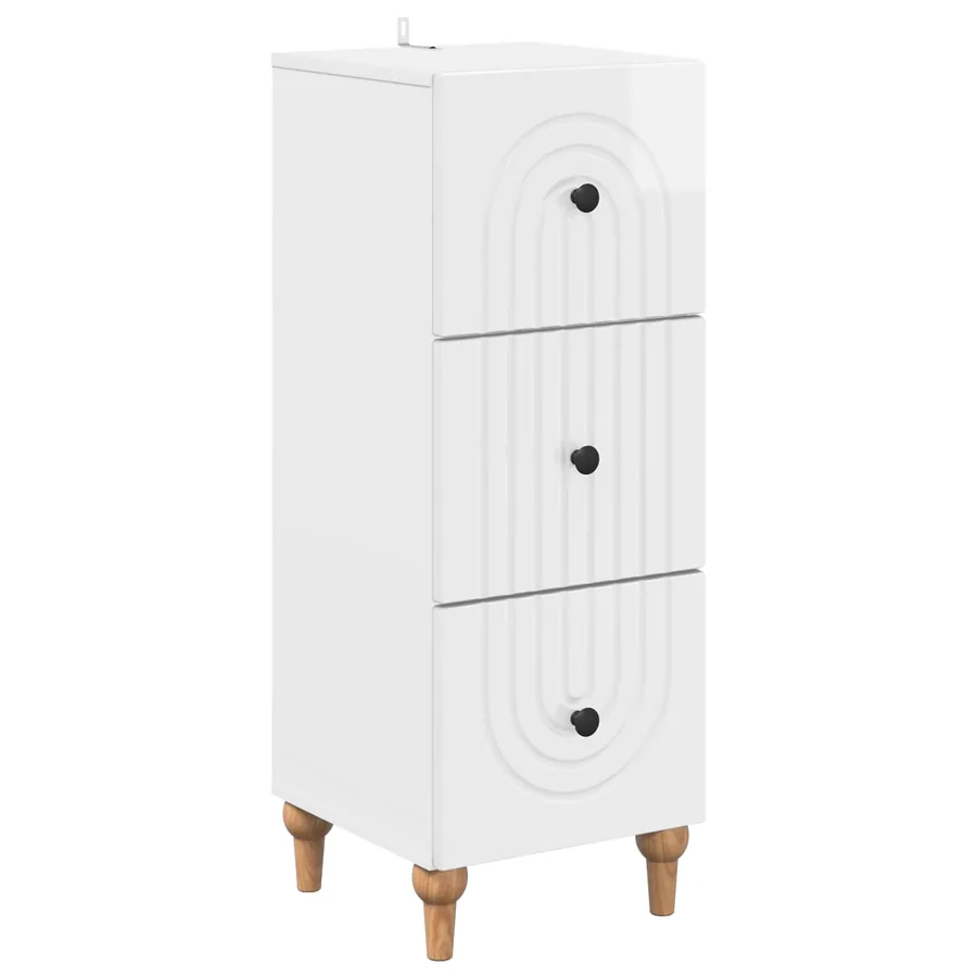 Armoire à tiroirs Blanc brillant 33 x 34,5 x 90 cm - 2