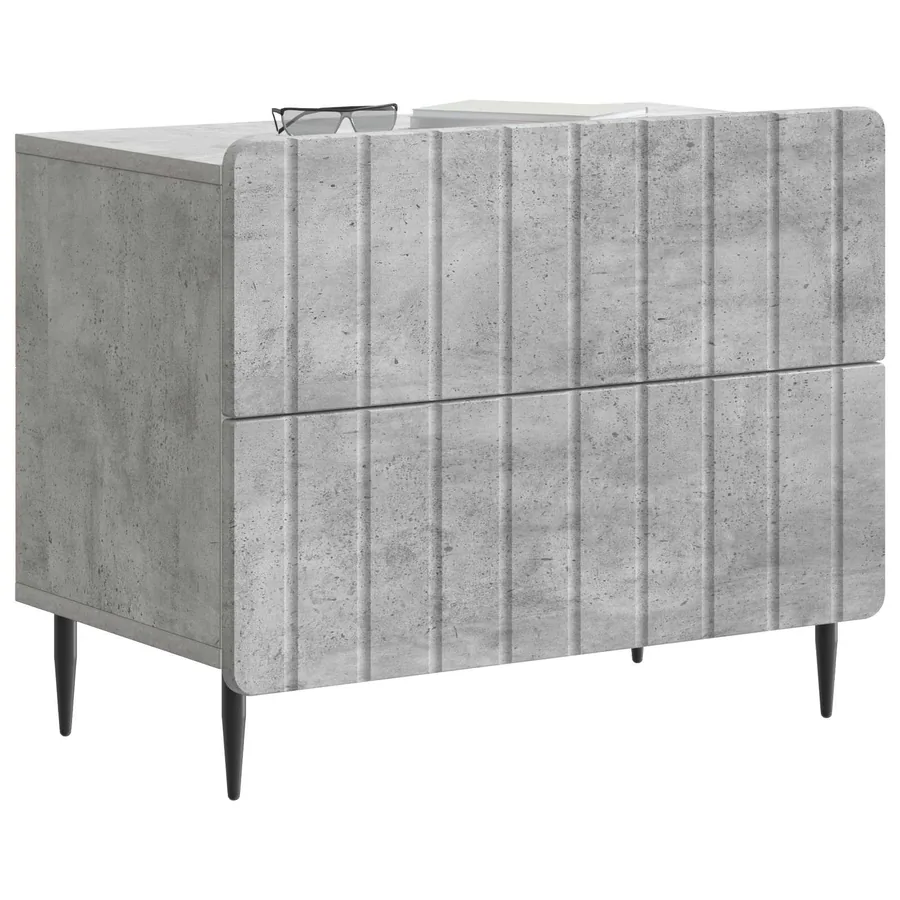 Cabinet de chevet avec tiroir Gris béton 62 x 34,5 x 49,5 cm - 3