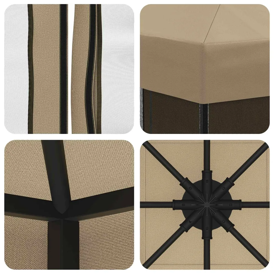 Abri de jardin avec parois 3 x 3 m Beige Polyester et Acier - 7