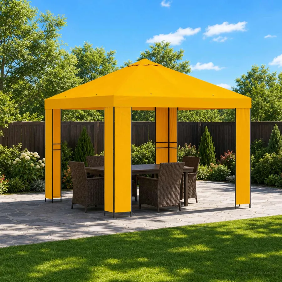 Pavillon 3 x 3 m Jaune Polyester et Acier 190 gsm