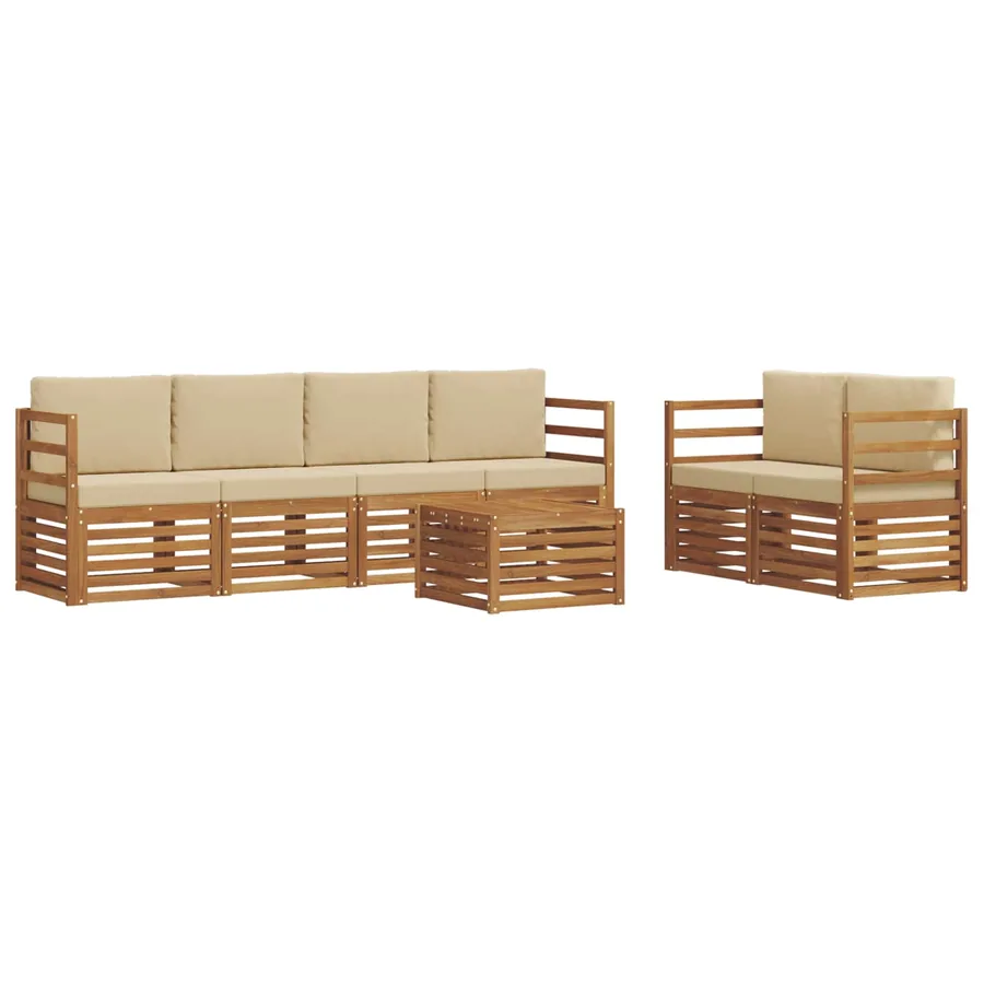 Ensemble de canapés d'extérieur 7 pcs Naturel et Beige - 2