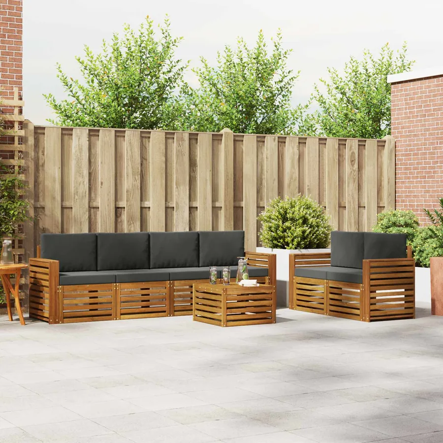 Ensemble de canapés d'extérieur 7 pcs Naturel et Anthracite