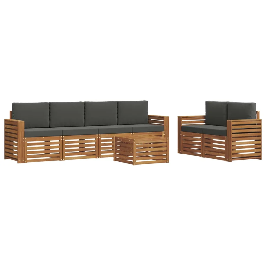 Ensemble de canapés d'extérieur 7 pcs Naturel et Anthracite - 2