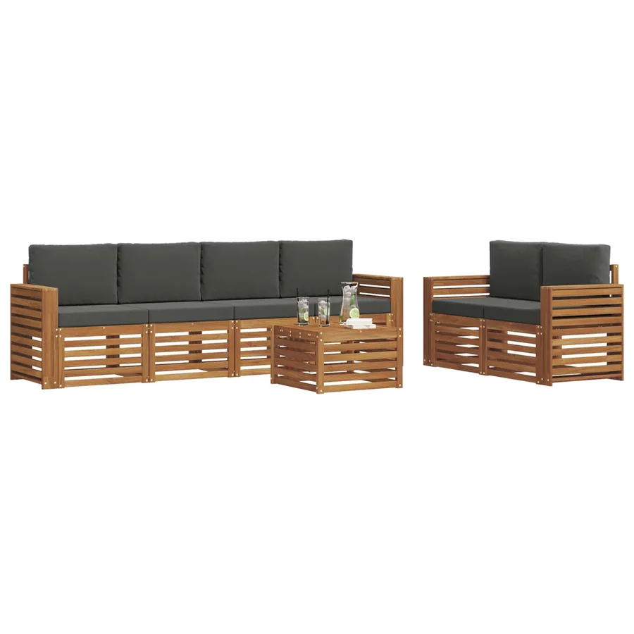 Ensemble de canapés d'extérieur 7 pcs Naturel et Anthracite - 3